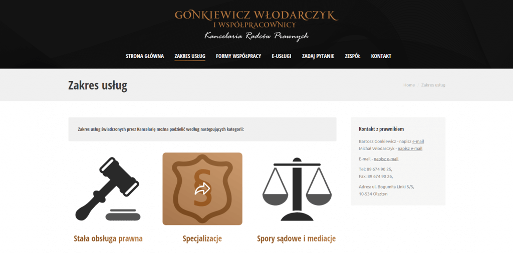 Realizacja strony www - radca prawny olsztyn